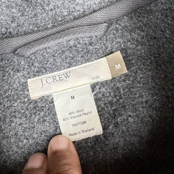 J. Crew Tan Khaki Wool Toggle Button Coat Women's Size Medium Hooded Jacket - Picture 11 of 11